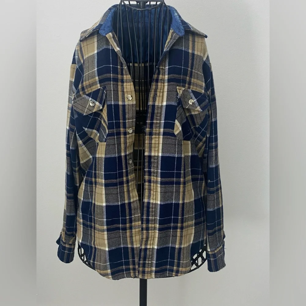 Plaid Button-Up Shirt Jacket Size M - Picture 4 of 5